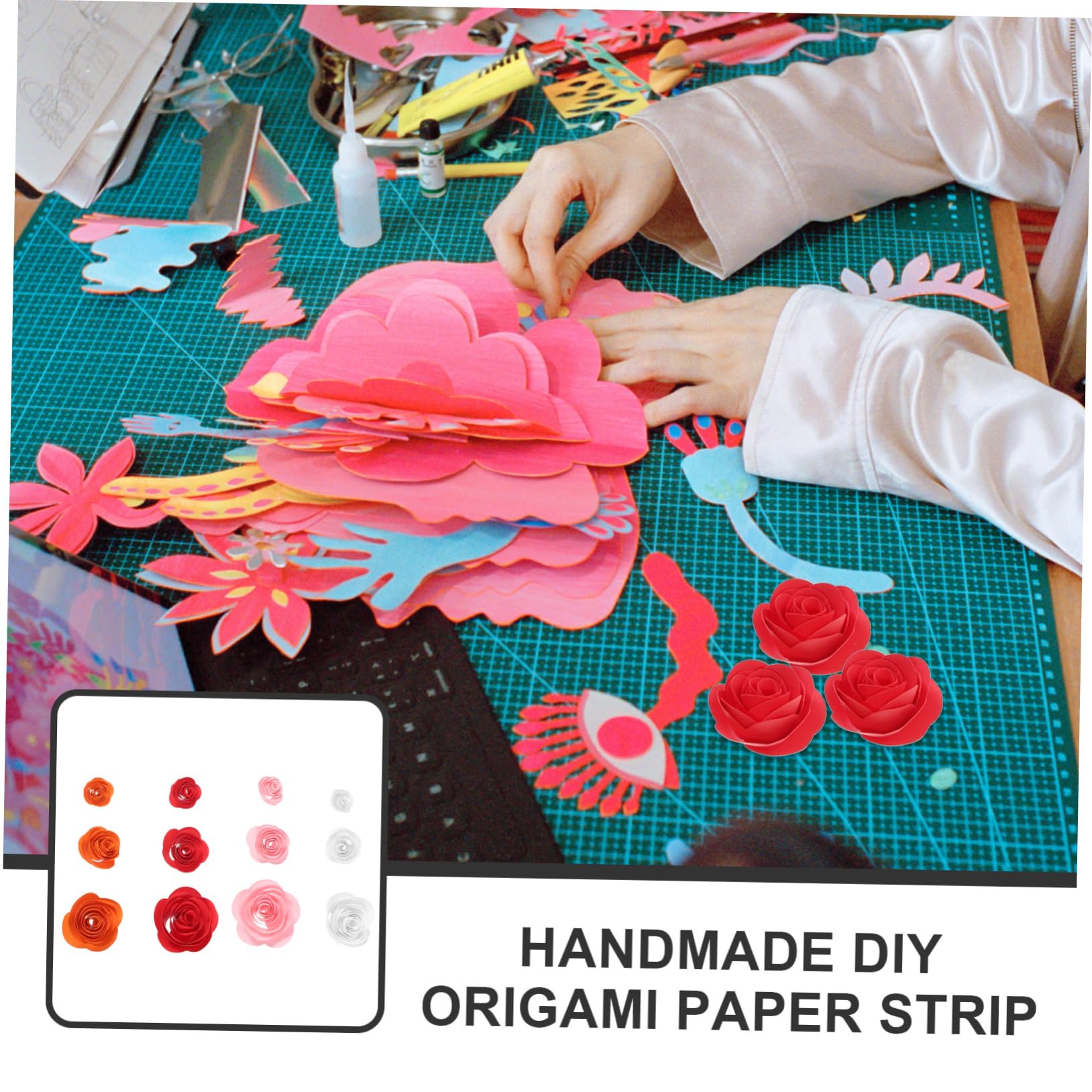 ERINGOGO Craft Paper Strips Pcs Origami Diy Paper Flowers Quilling Tool for Handmade Decorations