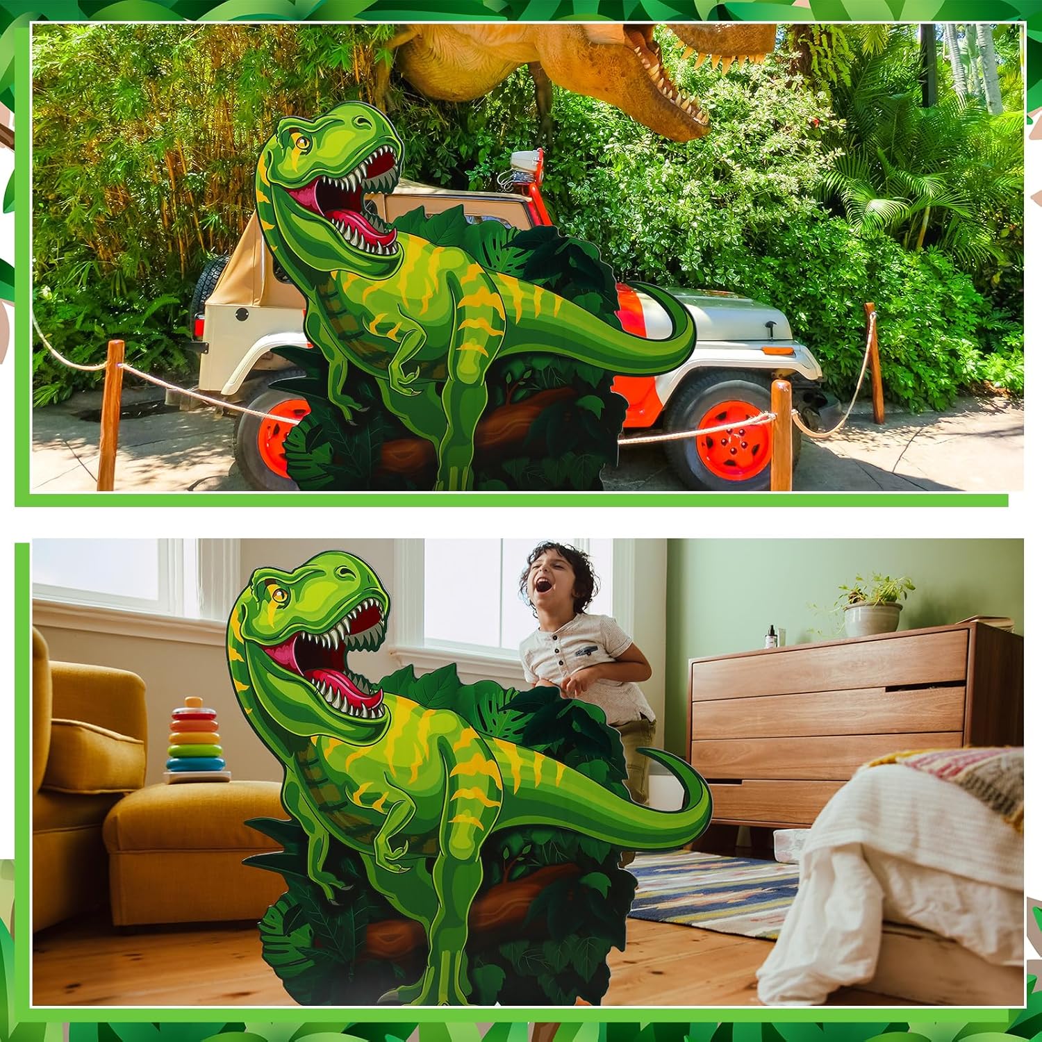4 ft Life Size Dinosaur Cardboard Standup Cutout Jurassic Birthday Party Decoration Photo Prop PVC Cutout Dinosaur Theme Party Photo Prop for Animal Jurassic Theme Supply (Dino-mite T-rex)
