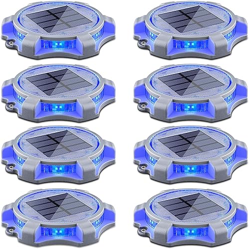 Siedinlar Luces solares de cubierta para exteriores, 2 modos, marcadores LED de entrada, luz de muelle, impermeable para escalón, escalera, camino,