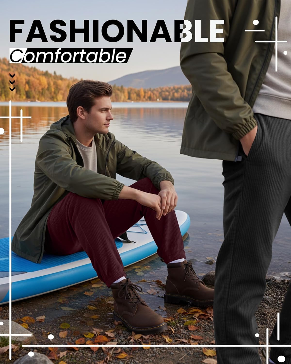 3 Pack Men's Corduroy Joggers Pants Casual Baggy Sweatpants Drawstring Elastic Waist Tapered with Pockets - Image 3