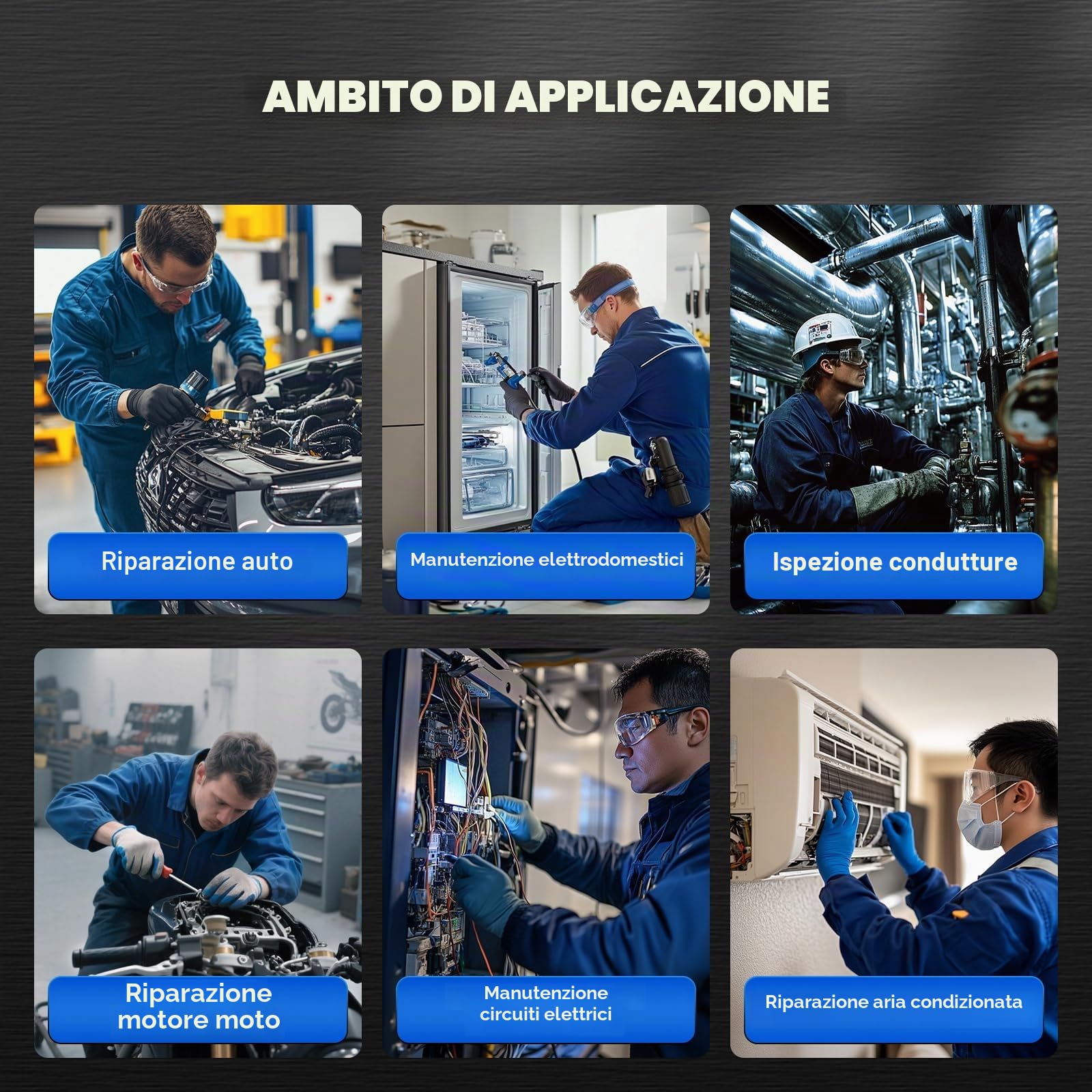 2-IN-1 Endoscopio articolato a 360° a 4 vie, schermo HD da 5 pollici, fotocamera di ispezione sottile da 6,2 mm con joystick staccabile e cavo semirigido da 1,2 m per meccanici HVAC automobilistici