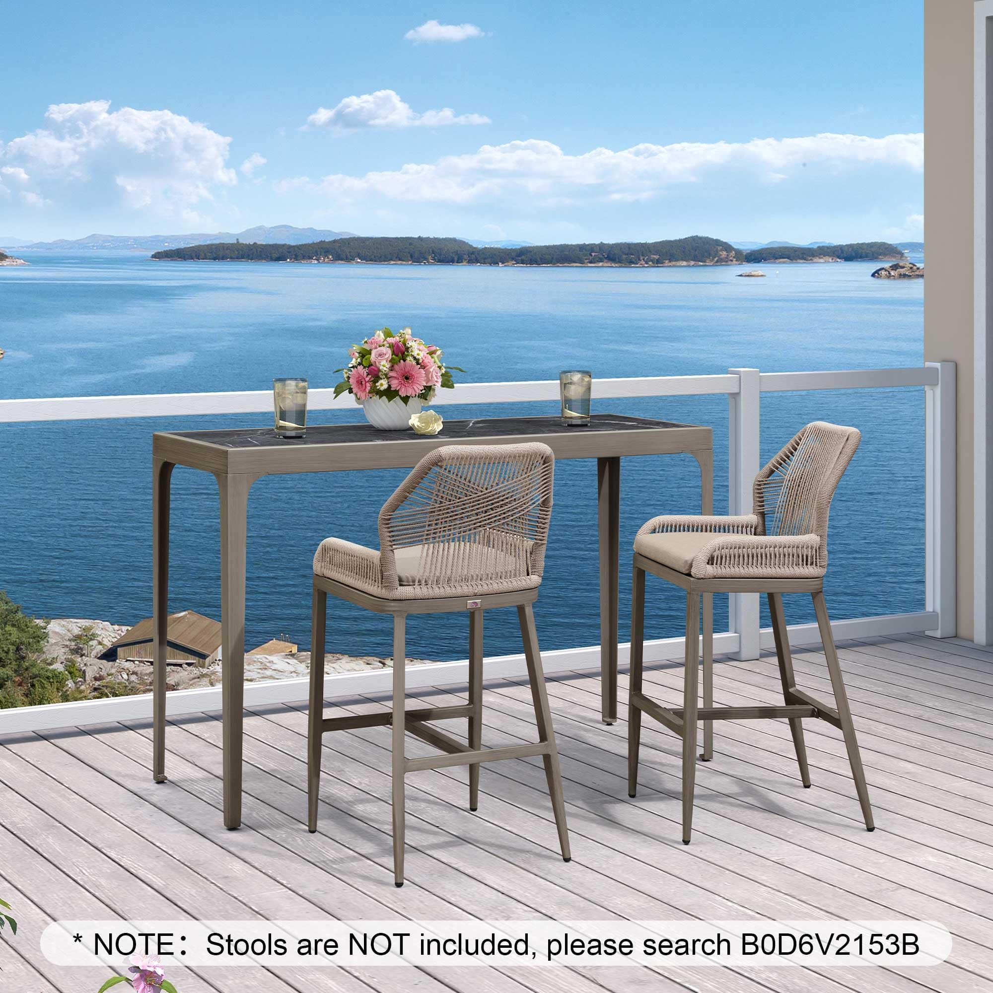 Outdoor Counter Stool PURPLE LEAF Modern Cast Aluminum Metal Frame