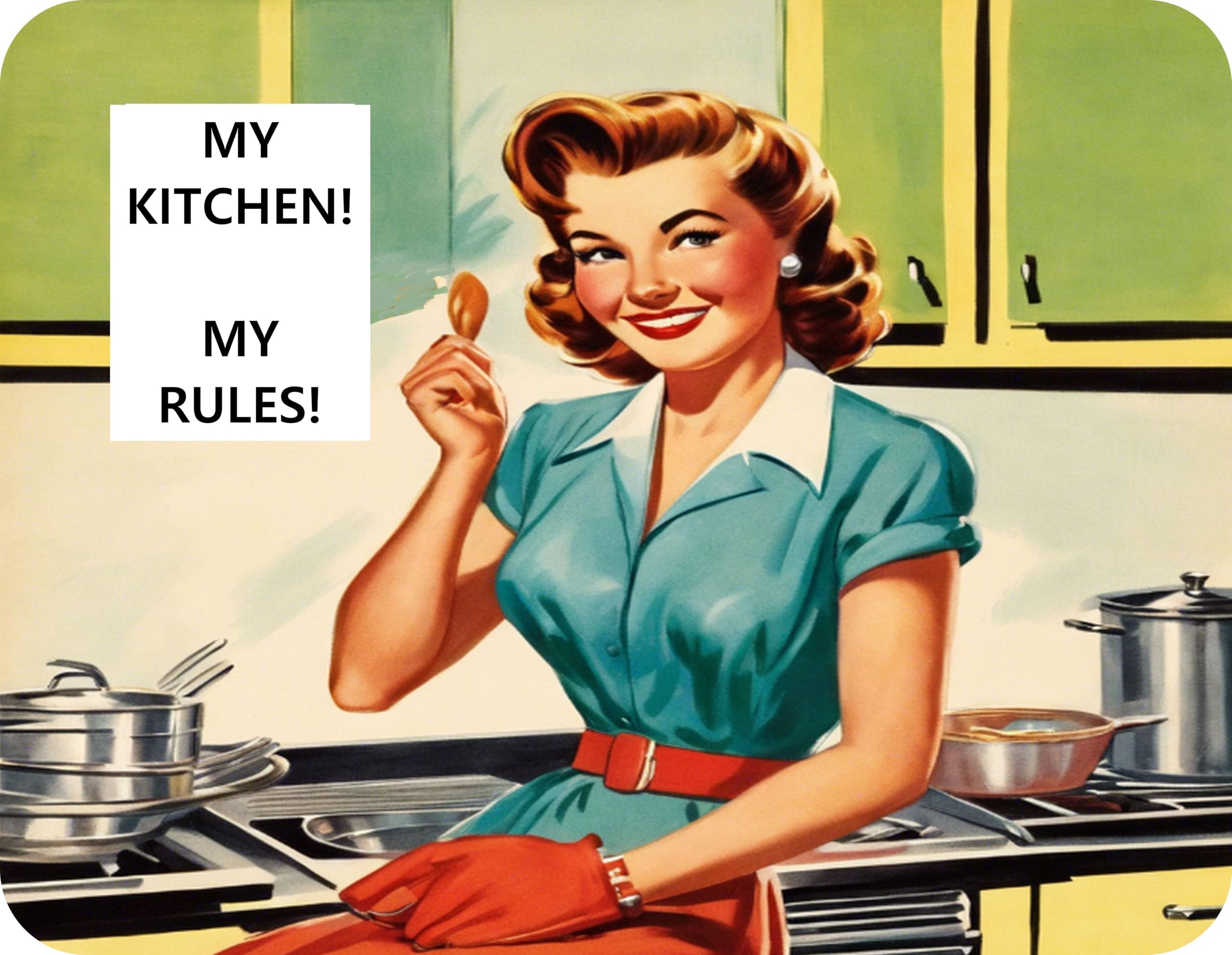 My Kitchen - My Rules Design - Glass Worktop Saver/Protector - by Pearl Glass (Style 2, 50 x 40cm Large)