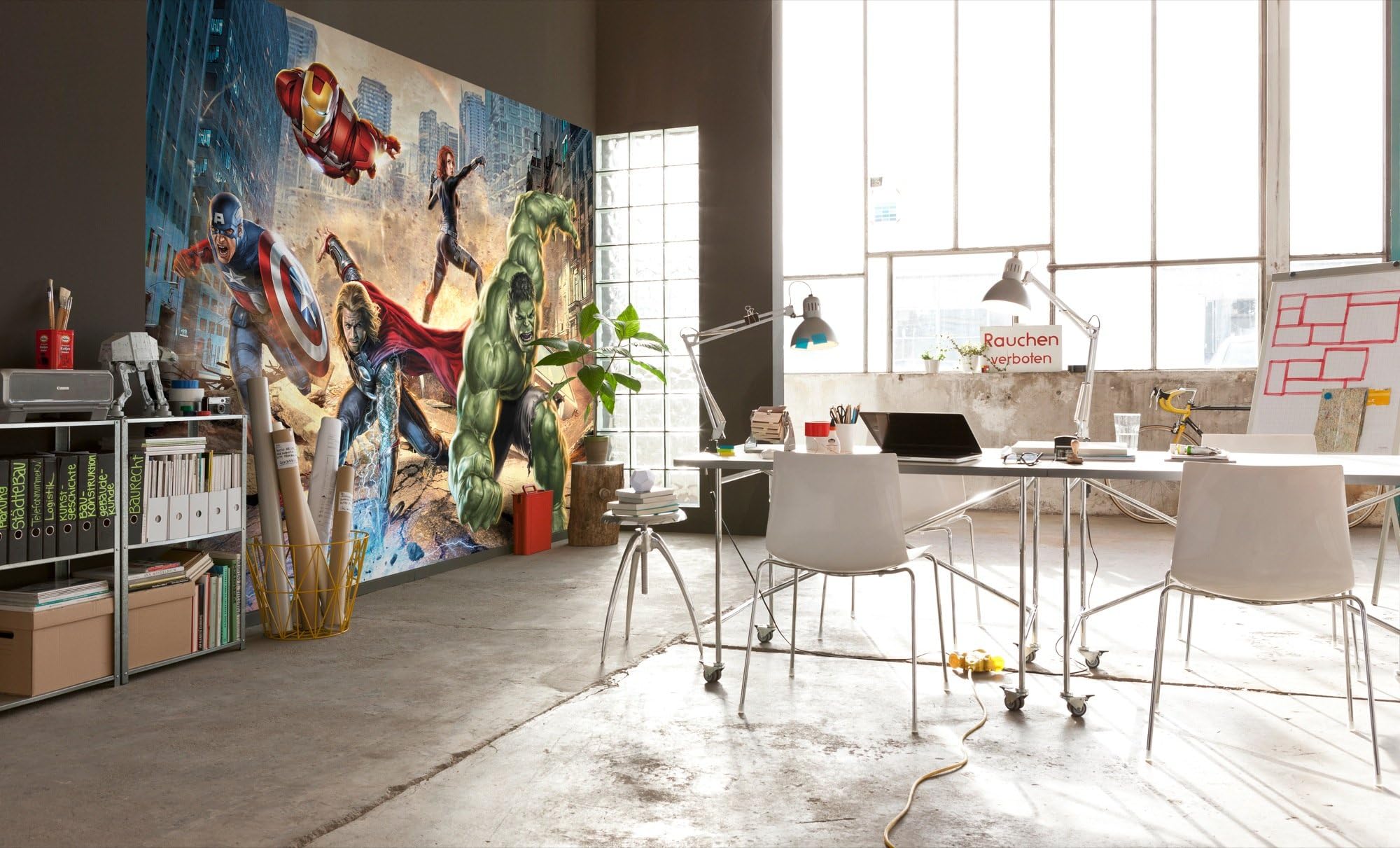 Komar Marvel Avengers Street Rage Wallpaper Mural, Vinyl, Multi-Colour, 368x0.2x254 cm