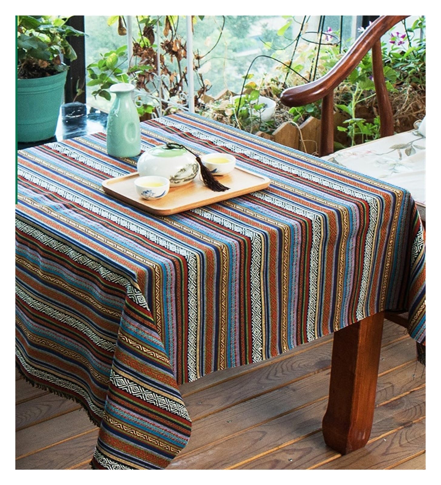 Tela de lino y algodón de estilo étnico, estilo retro, 50 x 150 cm, para costura textil hecha a mano, ideal para bolsos, ropa, sofá y mantel