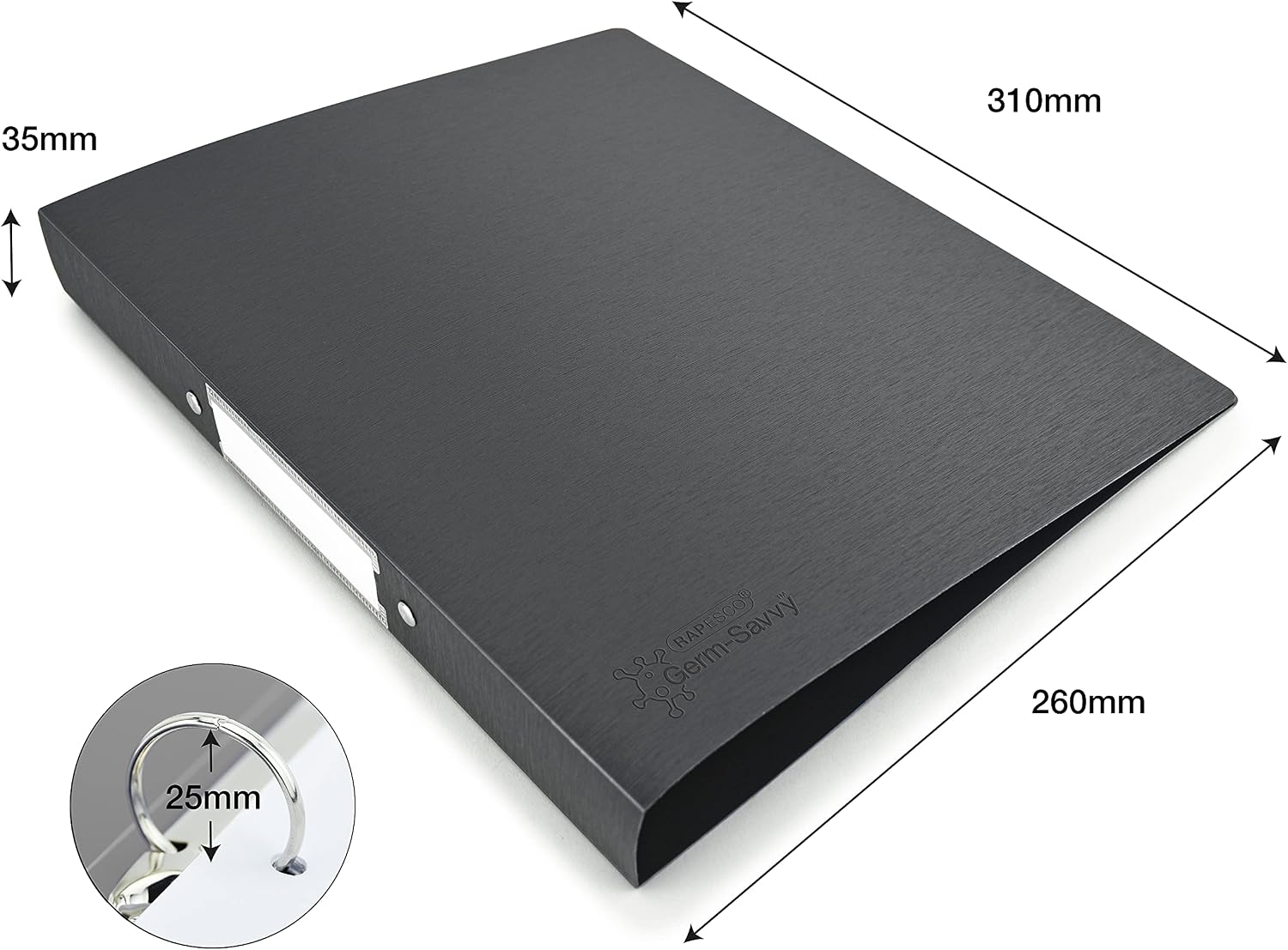 Rapesco 1658 2-Ring Binder with Antibacterial Protection, 35 mm Spine, A4, Assorted Colours, Pack of 4 - Image 5