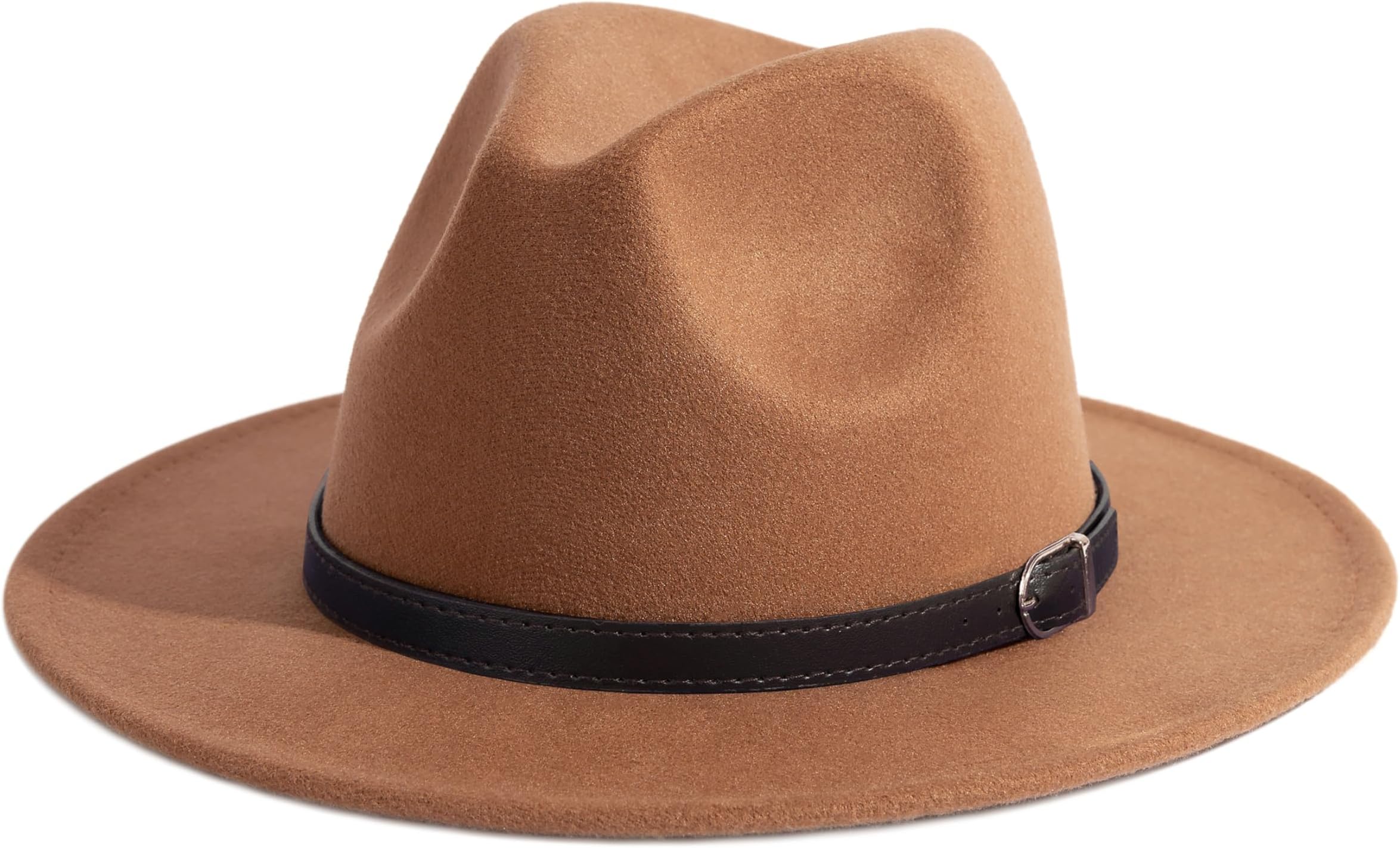 Gossifan Men & Women Panama Hat Classic Wide Brim Fedora Hat with Belt Buckle