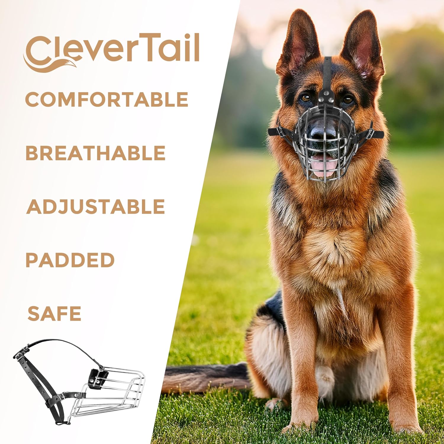 German Shepherd Muzzle for Large Sized Dog – Metal Dog Muzzle for German Shepherd – Steel Basket Muzzle for Large Dogs – Wire Cage Muzzle for Medium Dogs Husky, Belgian Malinois