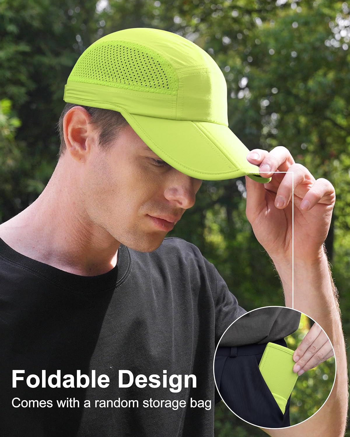 GADIEMKENSD Mens Folding Outdoor Hat Long Brim UPF 50+ Sun Protection - Image 3