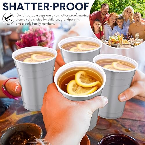 Miniatura 4 de Dandat 200 vasos desechables de plástico de 18 onzas a granel a granel grandes vasos para bebidas fríascalientes, recipientes desechables para