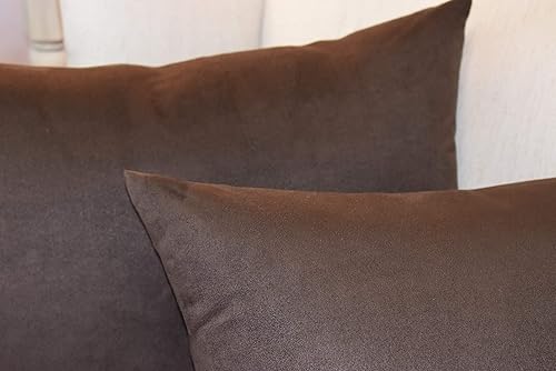 Miniatura 4 de Funda decorativa de almohada MoonRest, de micro gamuza, 2 unidades, cubierta para cojín de gamuza sintética, (juego de 2 unidades), Gamuza, Coffee,