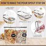 PRAKI Ensemble de stockage de conteneurs de céréales (4L,135.2 Oz), 4PCS Conteneurs hermétiques de stockage alimentaire avec pour la cuisine & Pantry Organization Distributeurs de céréales avec 20 étiquettes, Measuring Cup & Marqueur