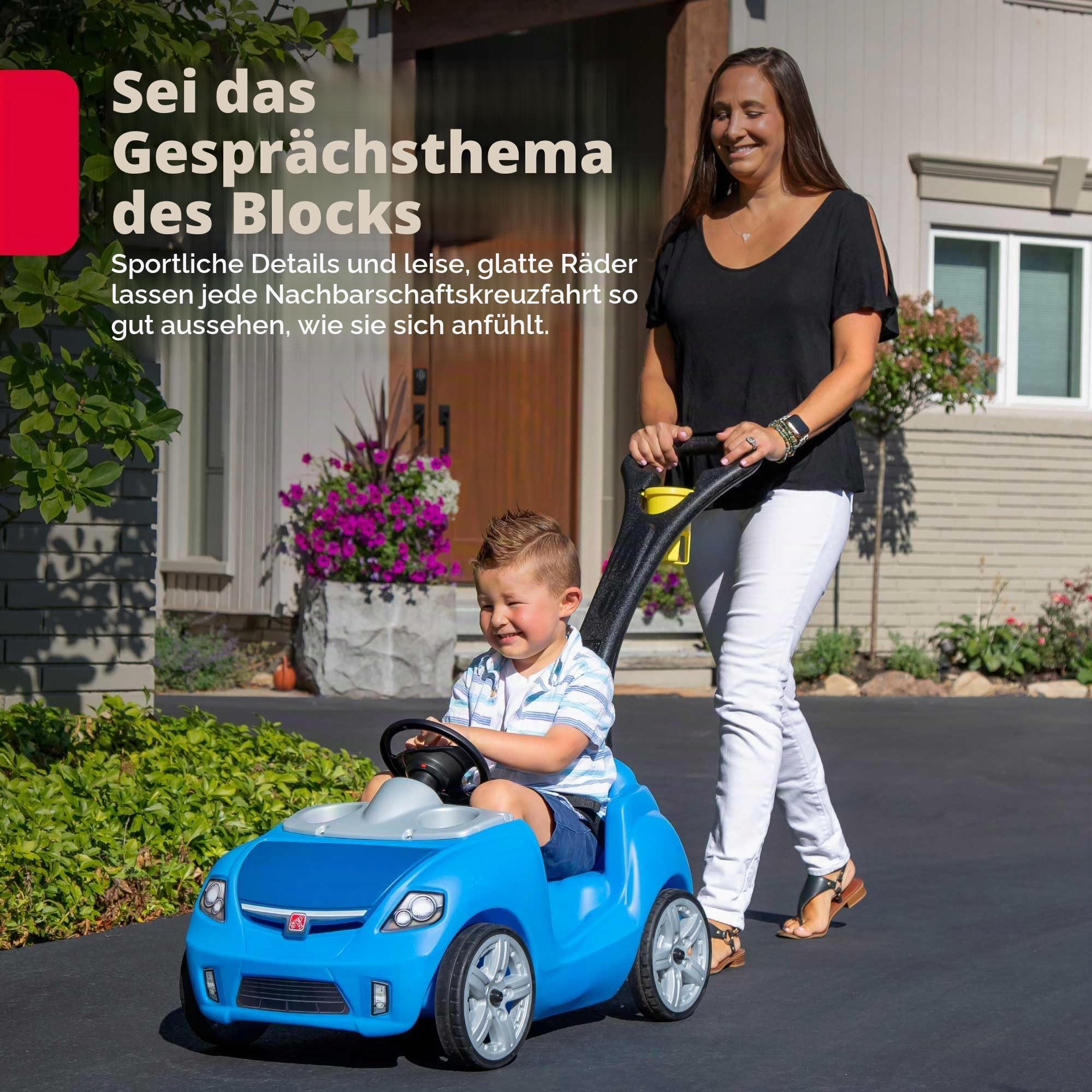 Step2 Whisper Ride Kinderauto/Rutscher in Blau | Spielzeug Auto mit Schiebestange | Kinderfahrzeug/Rutscherauto ab 1.5 Jahre