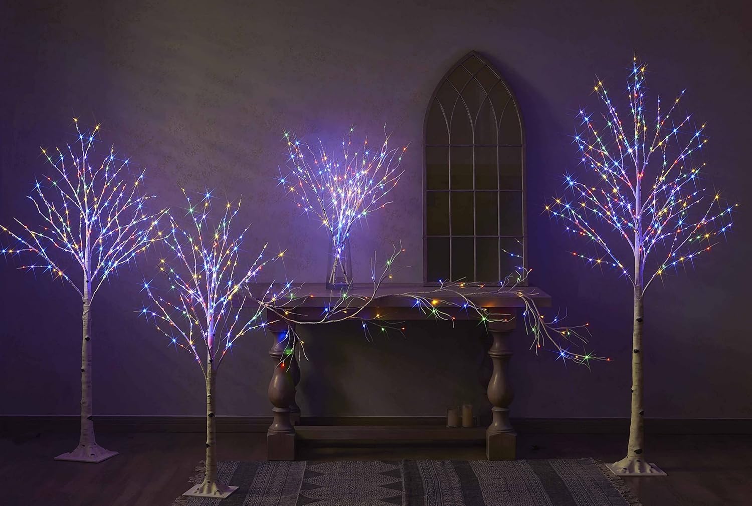 Hairui Lighted Birch Branches Battery Operated 70L 18IN Warm White and Multi Color Fairy Lights 8 Function for Halloween Home Christmas Decor