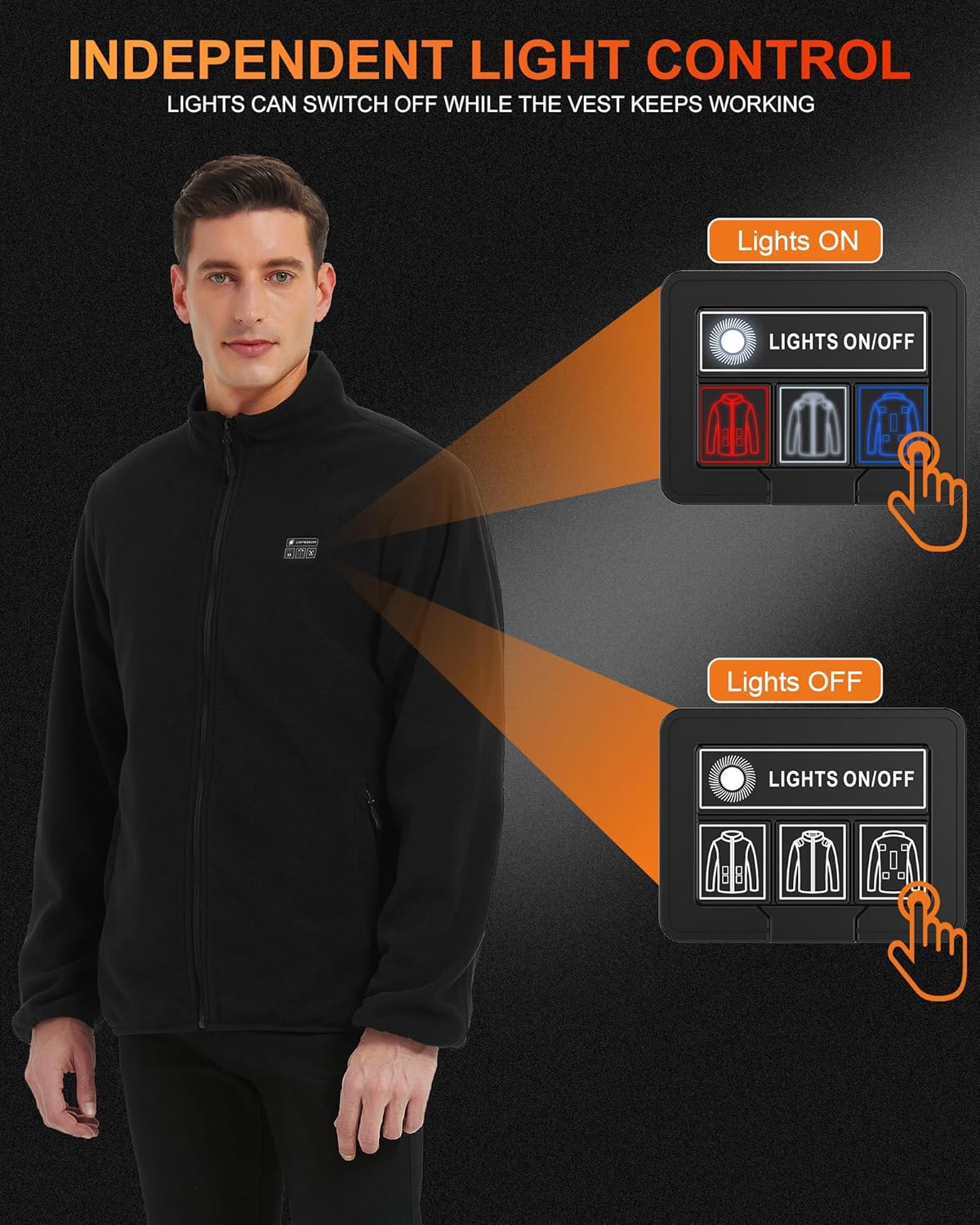 Heated Jackets for Men with Battery Pack Included(16000mAh) Polar Fleece Mens Heating Coat Hoodie for Winter - Image 4