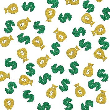 120Pcs Double-sided Glitter Dollar Sign Money Confetti, Money Theme Party Decorations, Festival Party Table Decorations, American Dollar Sign Paper Confetti