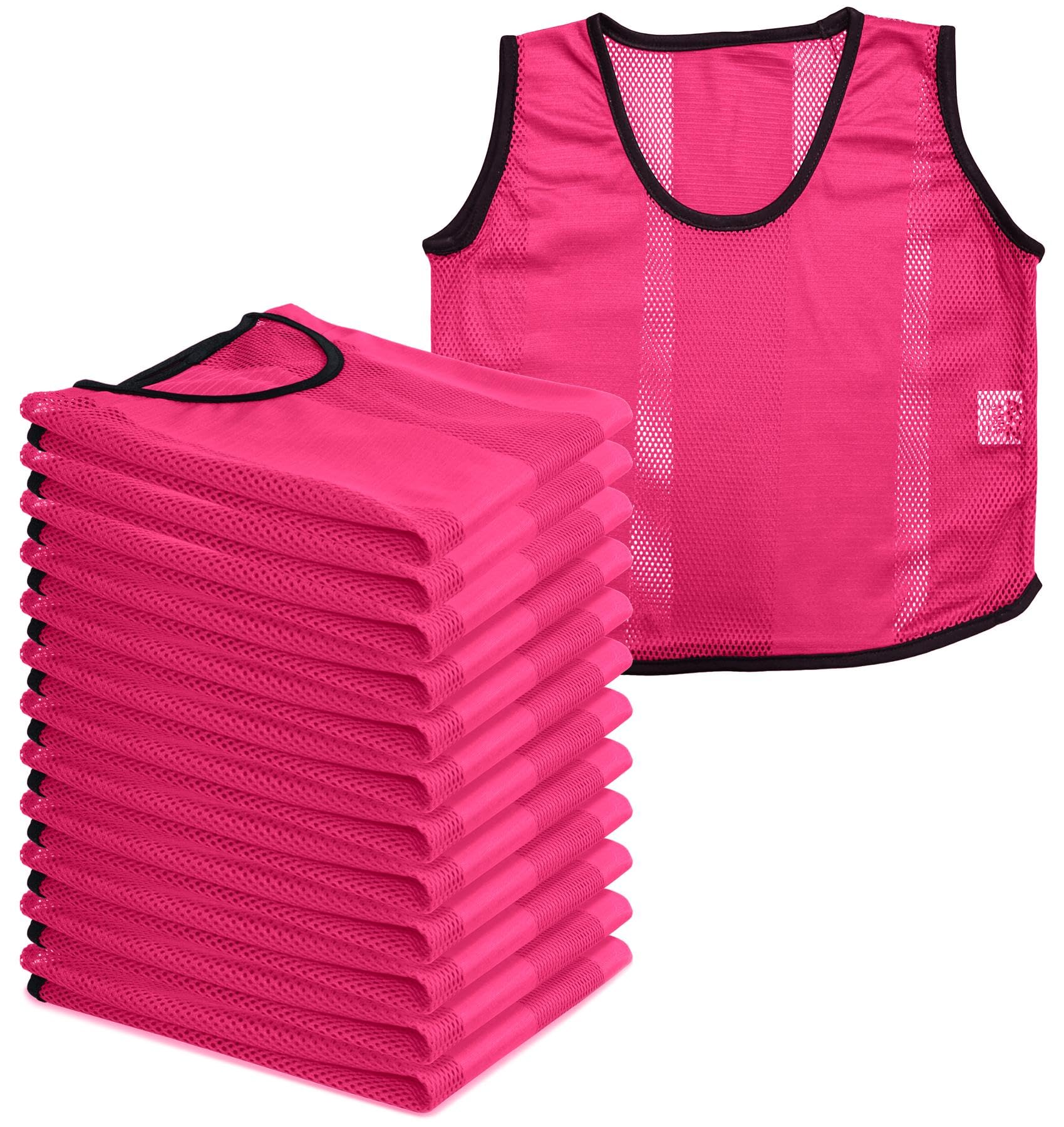 A2Z 12 Pack Sports Training Mesh Bibs Lightweight Comfortable - Sports Bibs Neon Pink 12 Pack XL/2XL โ image 1