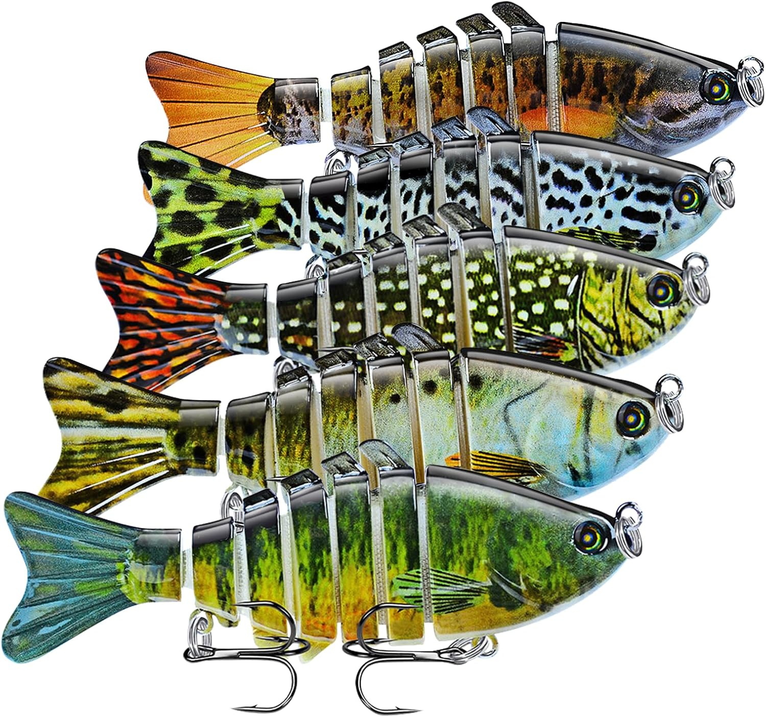 Keenjorika Fishing Lures Multi Jointed Fish Fishing Kits, Slow-Sinking Lifelike Segmented Swimbait Crankbaits, Realistic Swimming Action for Bass, Trout, Pike & Walleye, Freshwater and Saltwater