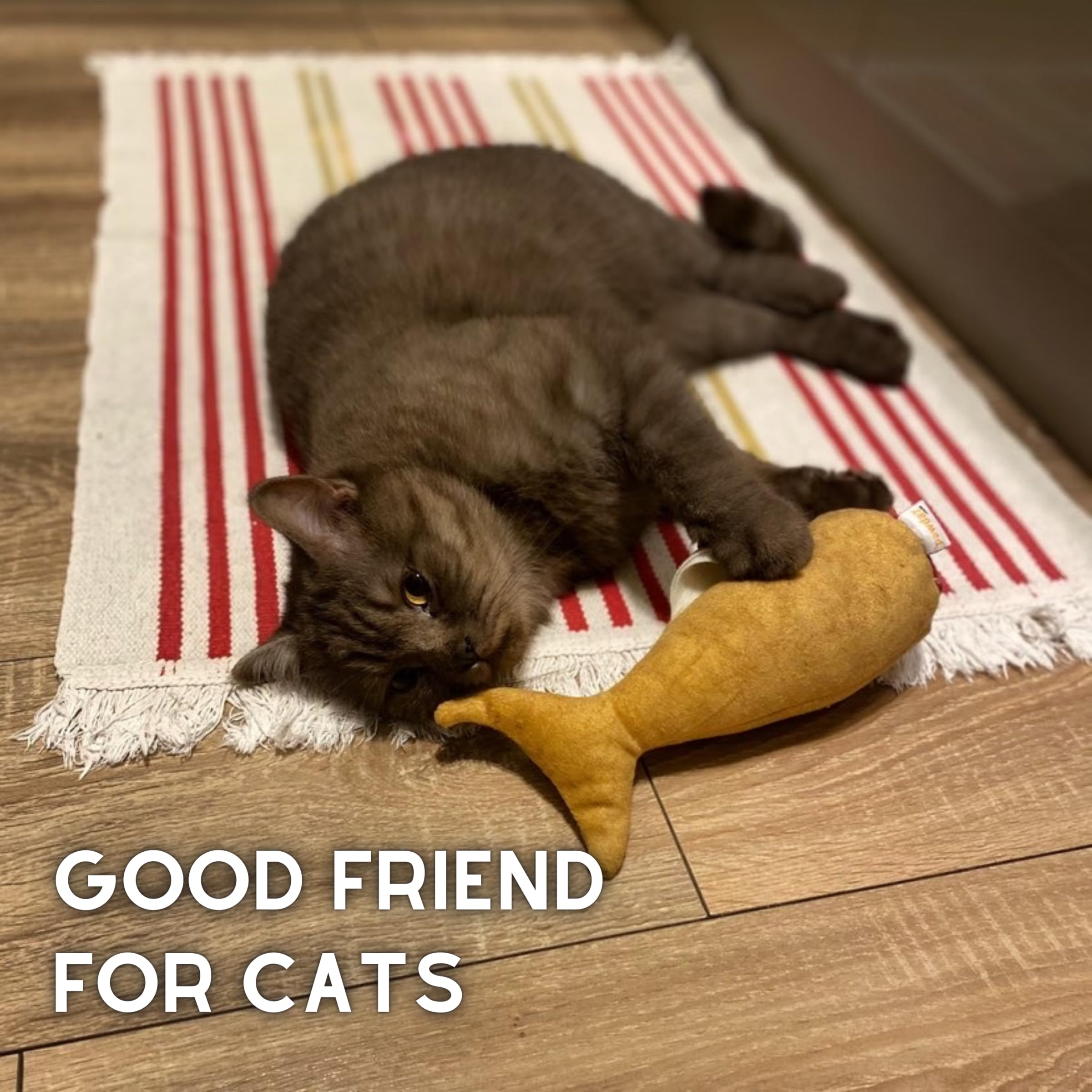 pawdaz Juguete de pescado para gatos, relleno de vid de plata Matatabi y ayuda a aliviar la ansiedad, suministros esenciales de hierba gatera para gatitos, juguetes interactivos grandes para masticar