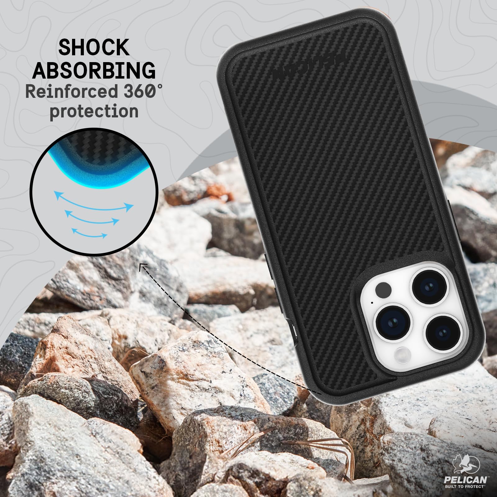 Pelican Protector Series - iPhone 15 Pro Hülle 6,1 Zoll [kompatibel mit MagSafe] Magnetische Handyhülle mit Anti-Scratch Tech [16 Fuß MIL-Grade Fallschutz] Schutzhülle für iPhone 15 Pro - Carbon