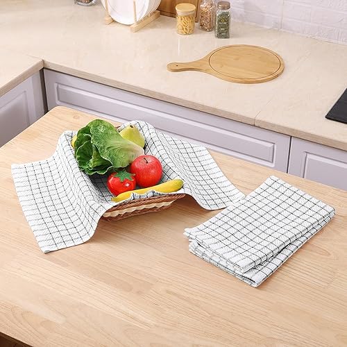 Miniatura 7 de Toallas de cocina 100% algodón con tejido de gofre, 15 x 25 pulgadas, paños de cocina súper suaves y absorbentes para secar platos, toallas de mano