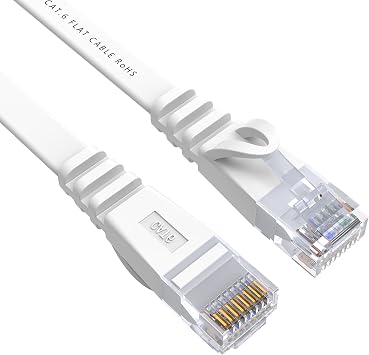 LAN Cable 5m CAT6 Flat Type Run Cable RJ45 Connector UTP Ethernet Cable for Business Use Claw Break Prevention Category 6 LAN Cable Compatible with Modem, Router, etc. White