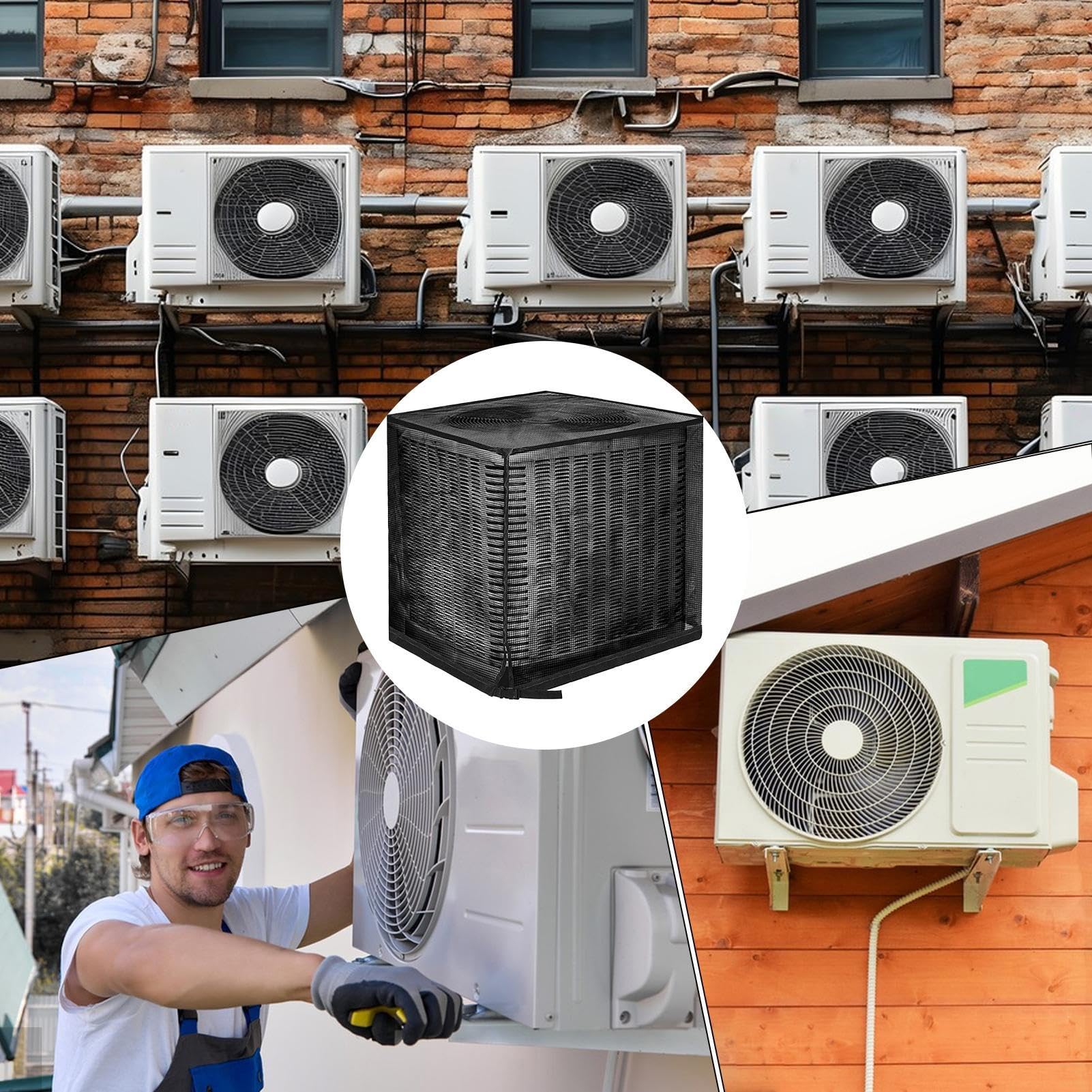 Klimaanlagenabdeckung Netzabdeckung Für Außenbereich | Faltbarer Kondensatorschutz Staubdichte Haube 90x90x100 cm für Nutzwand Winter Schnee Zuhause Innenbereich täglicher