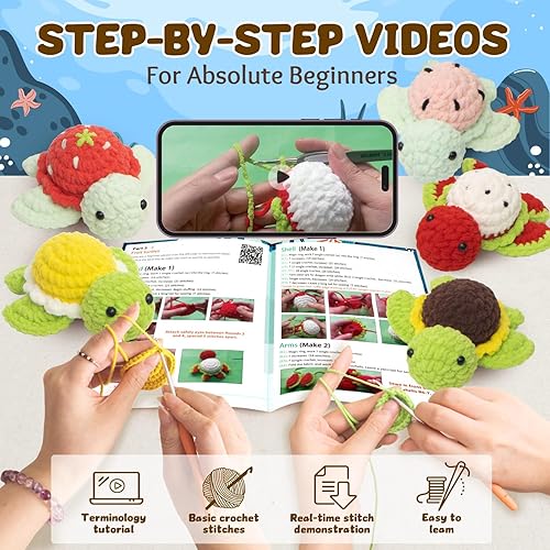 Miniatura 18 de POP COCHE Kit de ganchillo para principiantes, kit de inicio de ganchillo para adultos, lindo kit de manualidades de tejido Amigurumi, regalos