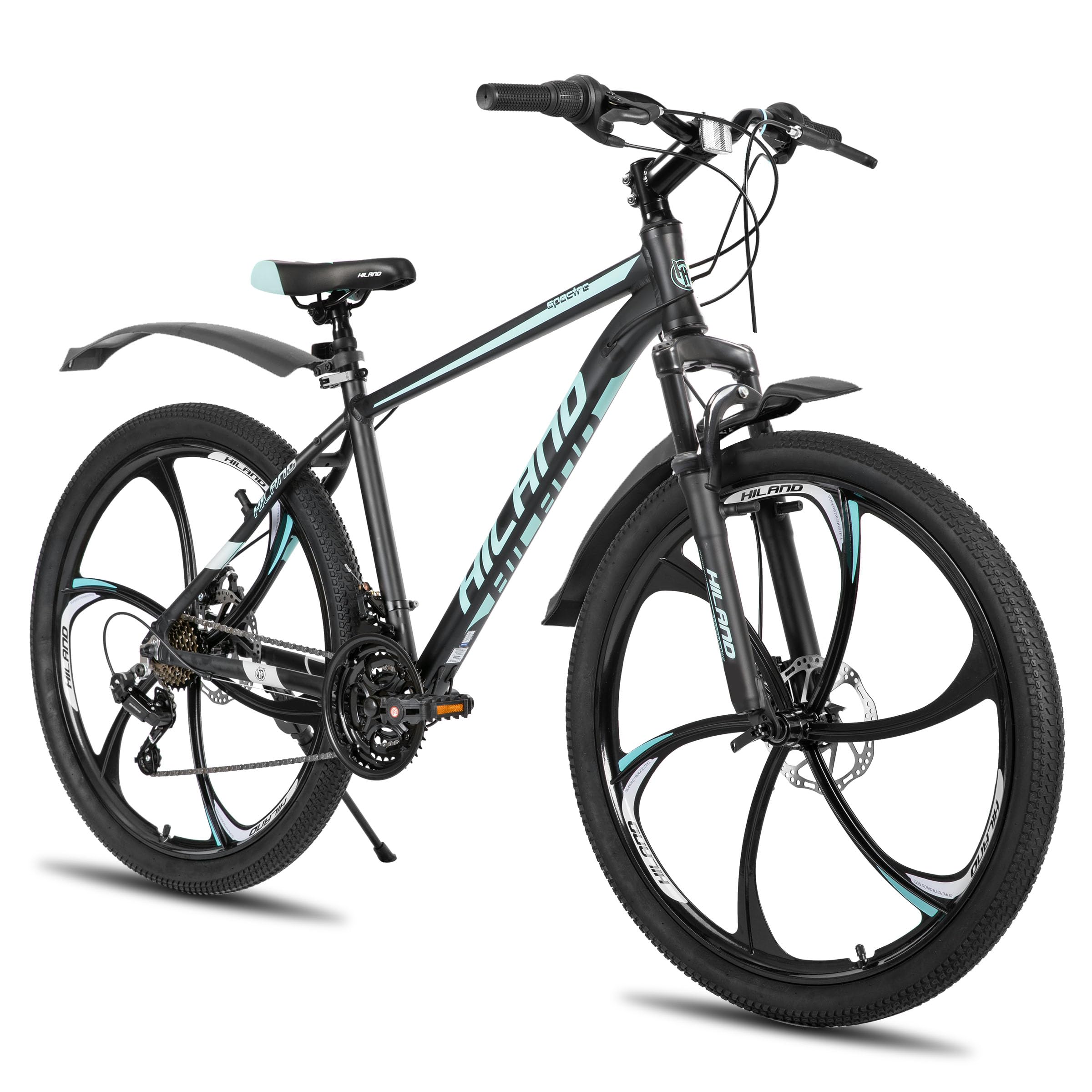 HILAND 26 Zoll Mountainbike für Erwachsene, 18-Gang MTB Fahrrad für Herren und Damen, Aluminiumrahmen, Federgabel, mechanische Doppelscheibenbremsen, 6-Speichen-Laufrad