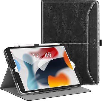 Ztotop Case for iPad 9th / 8th / 7th Generation 2021/2020/2019 10.2 Inch | PU Leather, Auto Wake/Sleep, Pencil Holder & Card Pocket, Multi-Angle, Fit iPad 9th / 8th / 7th Generation Cover, Black