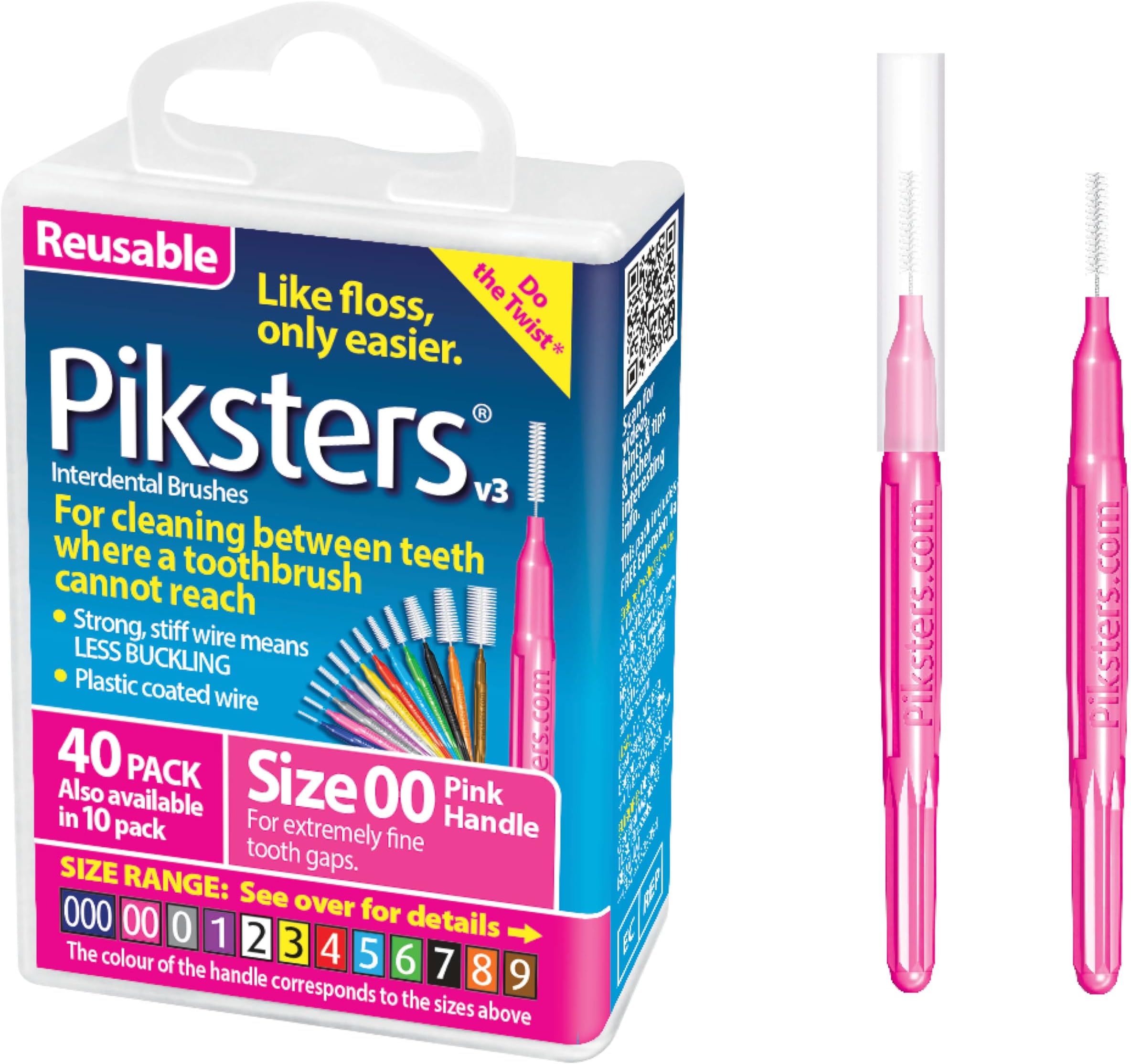 Piksters Interdental Brushes (40 Pack, Size 00 (Pink))