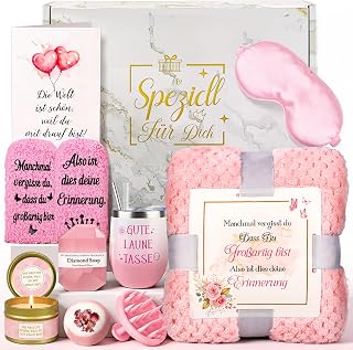 TUZELIYA Geschenke für Frauen Freundin - Geburtstagsgeschenk - Wellness Geschenkset - Gute Besserung & Mutmacher Geschenke - Geschenkideen für Mama, Schwester, Tochter, Kollegin, Tante, Ehefrau - Rosa