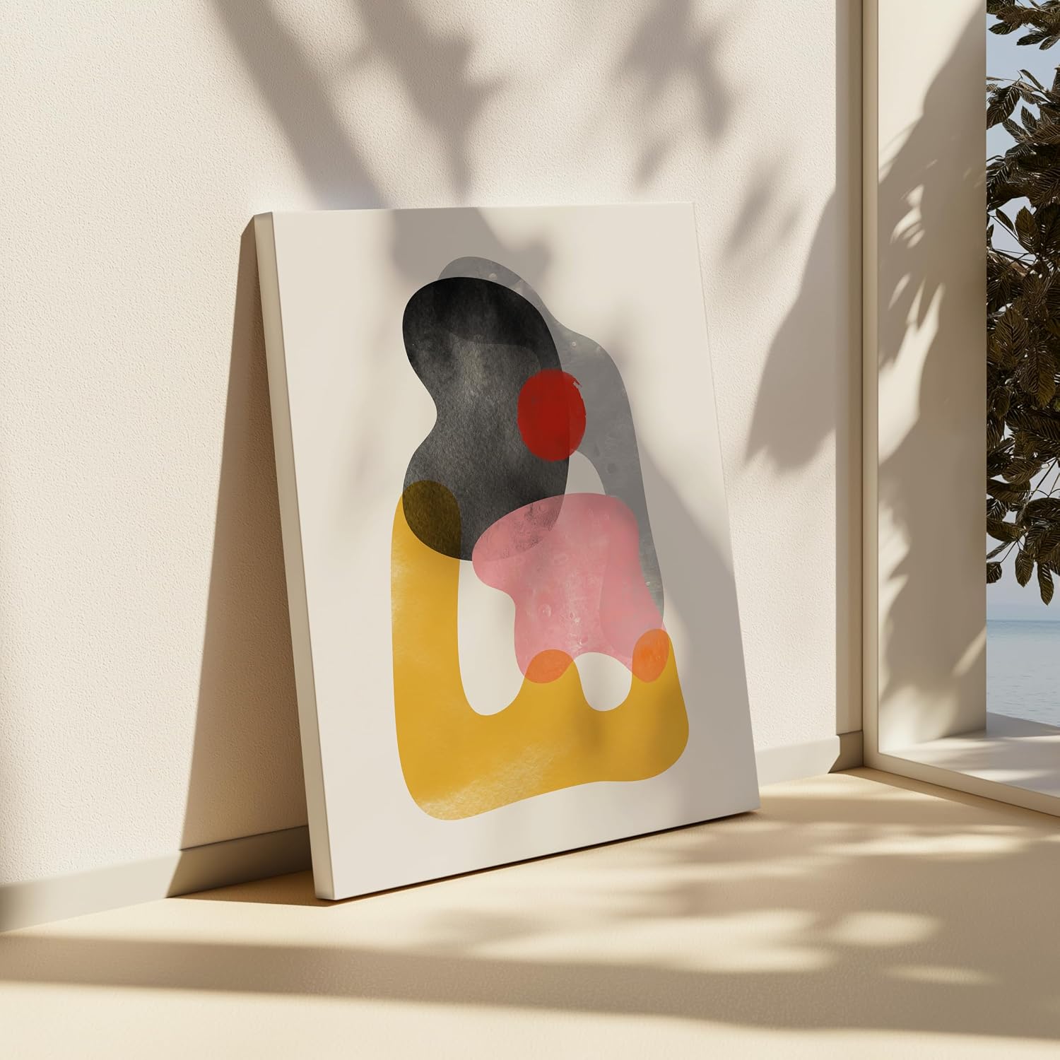 Poster Master Abstract Shapes Canvas - Geometric Print - Watercolor Art - Mid Century Modern Design - Aesthetic Art - Chic Boho Bedroom or Living Room Wall Decor - 8x10 STRETCHED Canvas