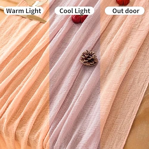 Miniatura 7 de Keketo - Camino de mesa de gasa traslúcida color rosa de 120 pulgadas y 10 pies, rústico y bohemio, camino de mesa de tela de queso para decoración