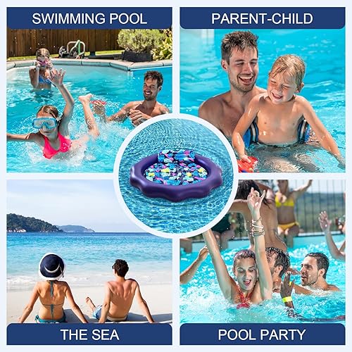 Miniatura 7 de Flotadores inflables de piscina tamaño adulto 77 pulgadas XL alfombra flotante de bronceado resistente tumbona de balsa de refrigeración con