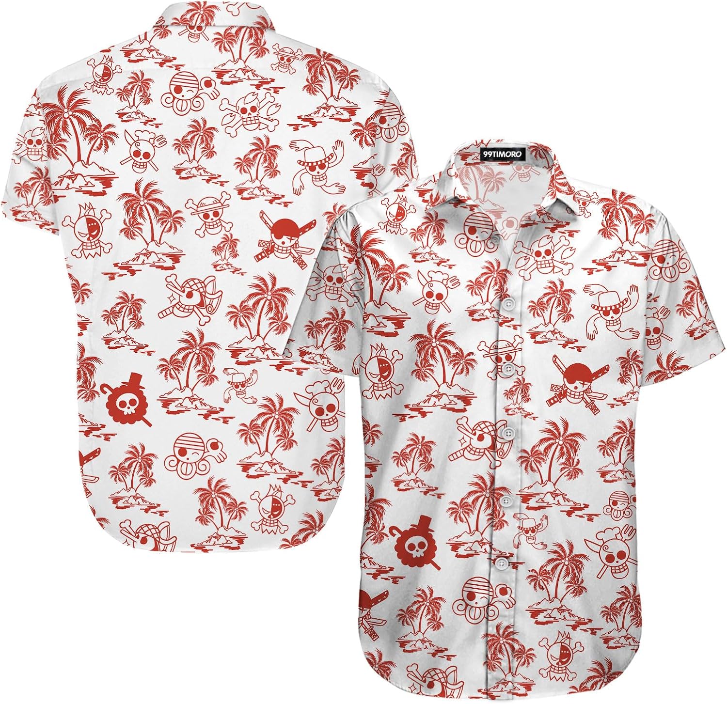 99TIMORO Cartoon Character Hawaiian Men Shirts, Comics Movie Button Down Shirt Anime Short Sleeve Top, Summer Beach Gifts