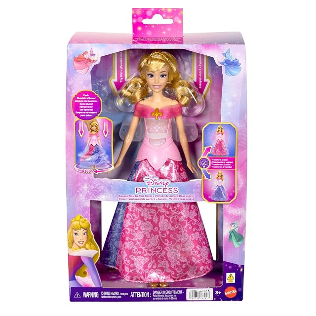 Foto 6 de 6 de Mattel Disney Princesa Aurora Muñeca con Vestido Transformable con Luz