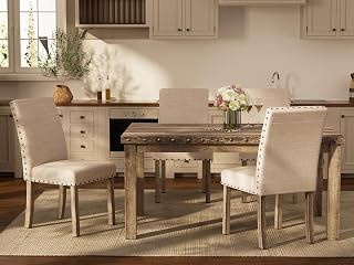 Morden Fort 5 Piece Dining Table and Chair Set Rectangular Kitchen Table Set, Vintage Style and Modern Decoration Dining Table Chair Set for Dining Room, Home Kitchen, Restaurant