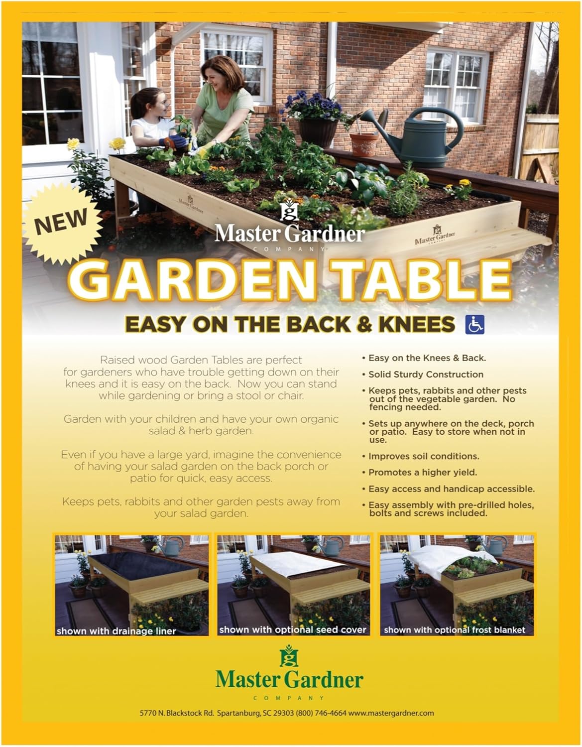 Garden Elements Elevated Garden Bed - 48" x 36" Raised Planter Box - Solid Hardwood Frame with Built-in Storage Shelf - Outdoor Growing for Vegetables, Herbs & Flowers