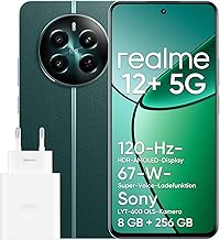 realme 12+ 5G 8+256GB NFC Smartphone, Sony LYT-600 OIS, Dimensity 7050 Chipset, 120Hz AMOLED Display, Smart Touch, Rainproof, Powerful 5000mAh Battery, Pioneer Green (Adapter Included)