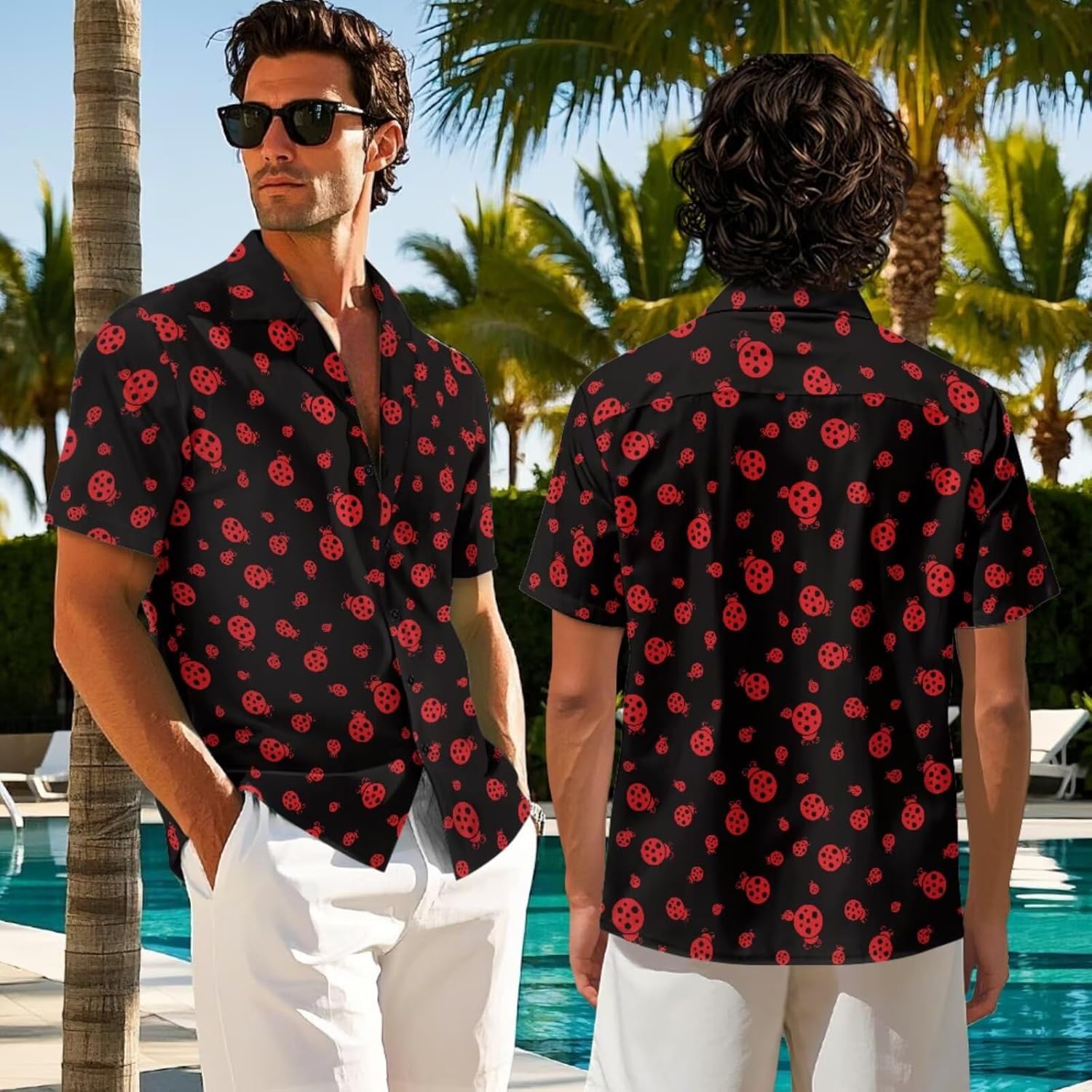 TOADDITDO Summer Tunic Dress for Women Sleeveless Sundress with Pockets Mens Button Down Aloha Shirts Couples Matching Outfit