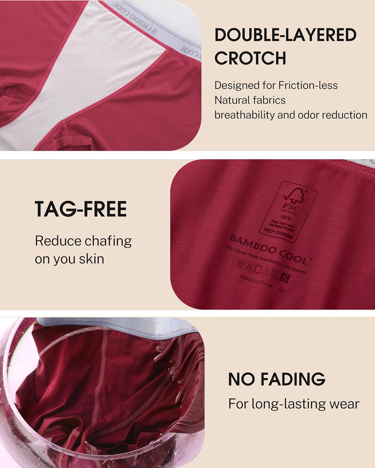 BAMBOO COOL Womens Boyshorts Underwear Cooling Boxer Briefs Full Coverage High Waisted Ladies Panties Soft Fresh 4 Pack