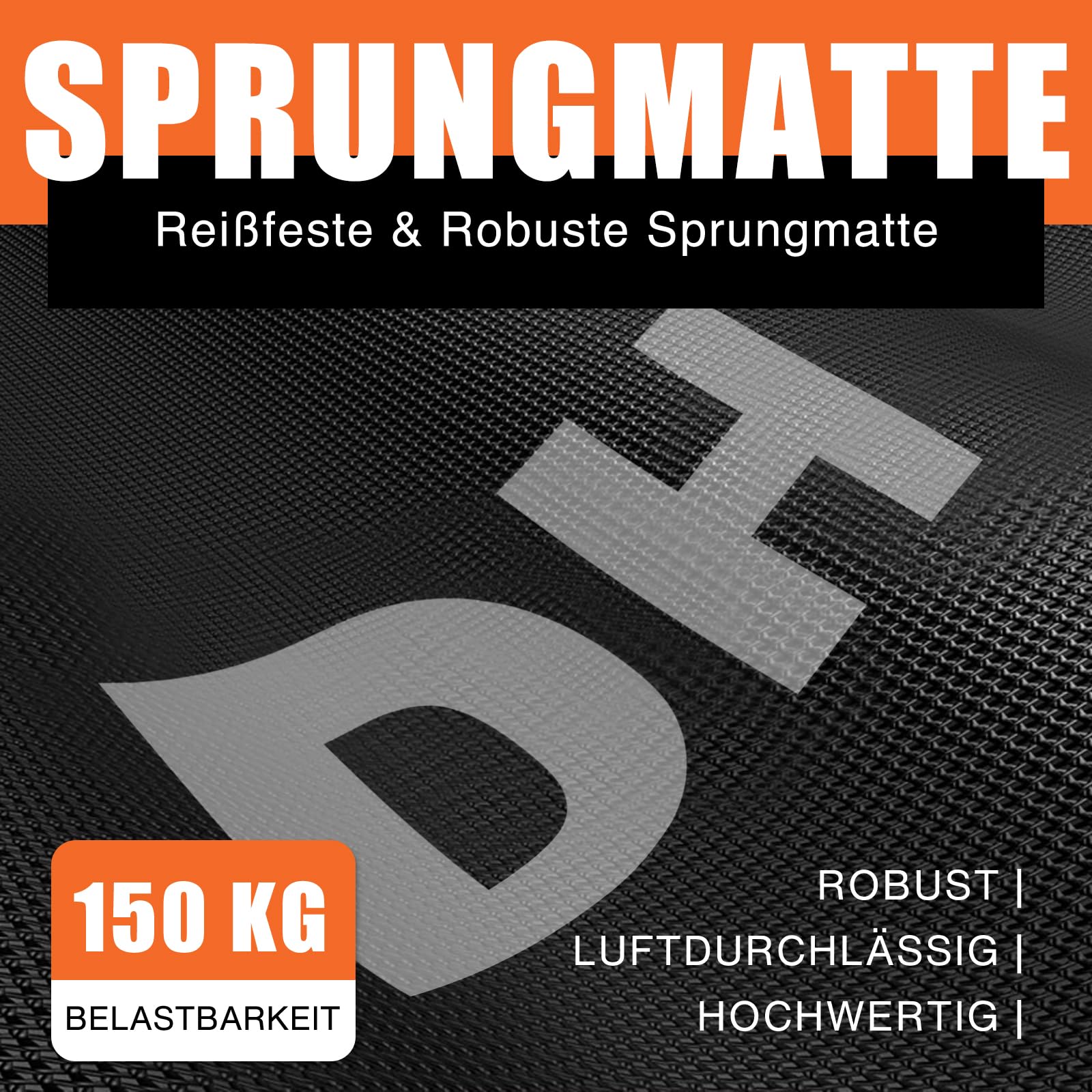DH FitLife Fitness Indoor Trampolin klappbar mit vormontierter Sprungfläche | Ø121 cm 48 Zoll Trampoline | 150 kg Tragfähigkeit | 3-Fach Verstellbarer Handgriff | stabil & leise