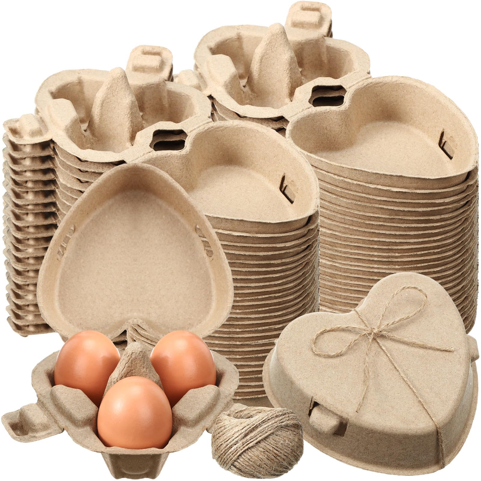 Contenedor de pulpa de papel para huevos FoldTier, cestas reutilizables con diseño de corazón