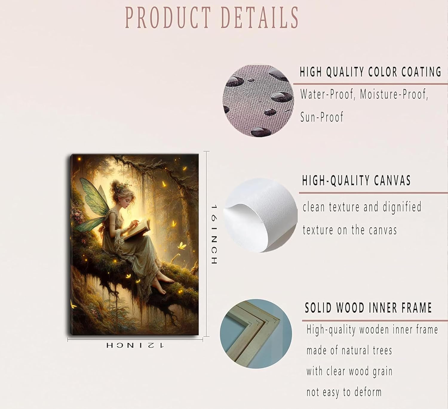2Pcs Vintage Forest Fairy Canvas Wall Art Sitting On Branch Reading A Book Enchanted Fairy Portal Forest Pictures Wall Decor Posters Prints Girly Aesthetic for College Apartment Bedroom - Image 7