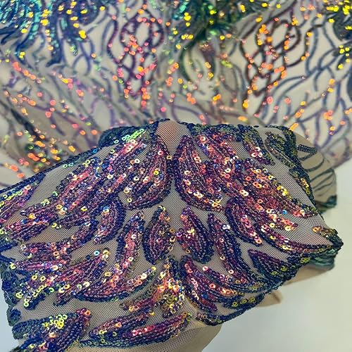 Vista 22 de Royal Blue Lioness Stretch Sequins Couture Vestido de baile de graduación Tela de encaje - Vendido por The Yard Azul real