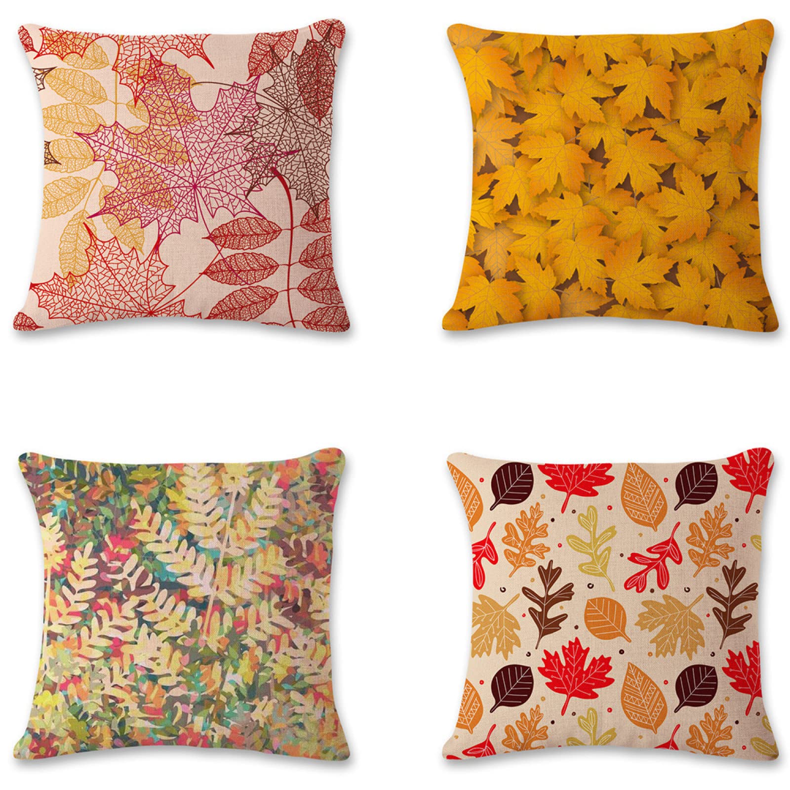 Lin housses de coussin de canapé décoratifs lot de 4 taie d'oreiller 50x50cm carré motif rouge