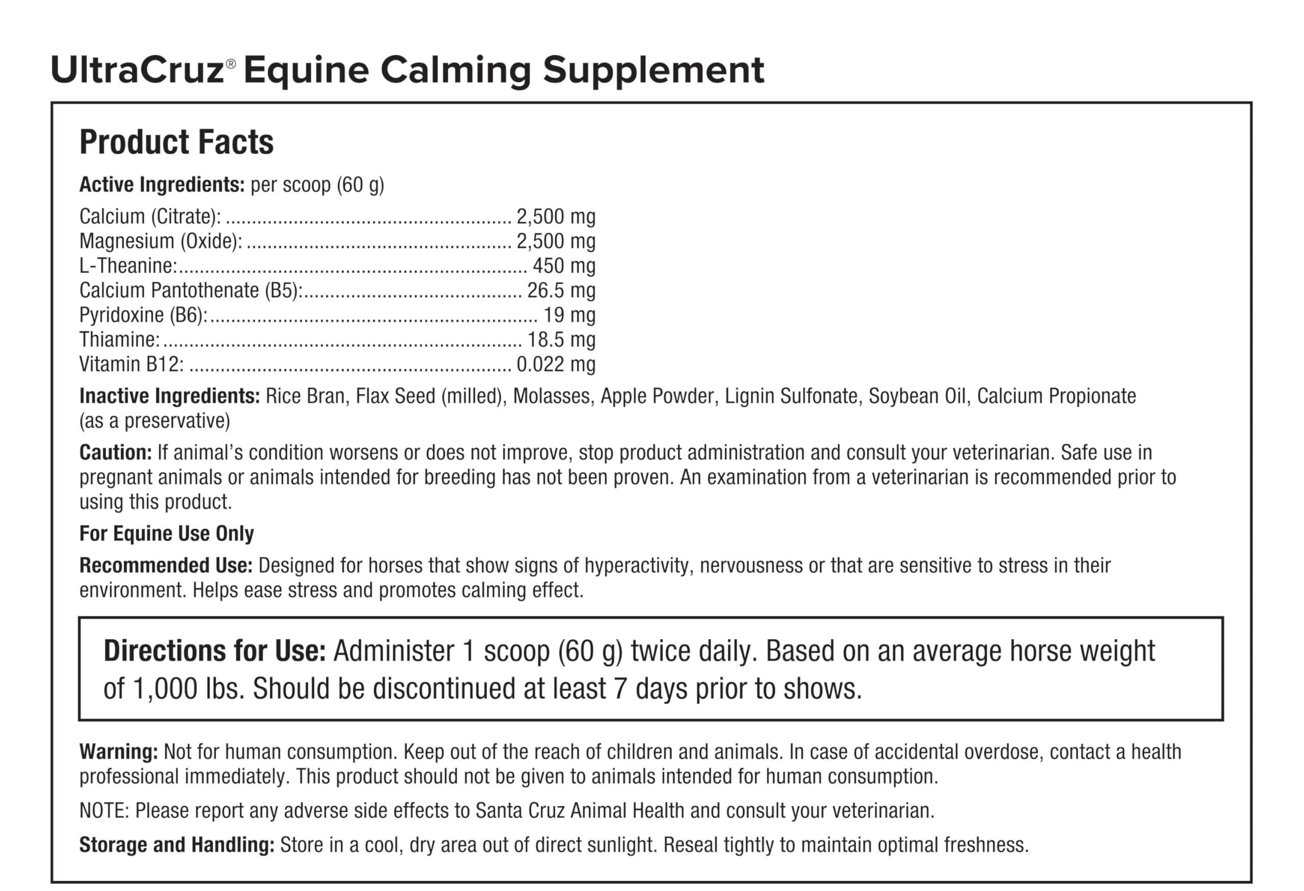 Complément Calmants pour Chevaux – UltraCruz
