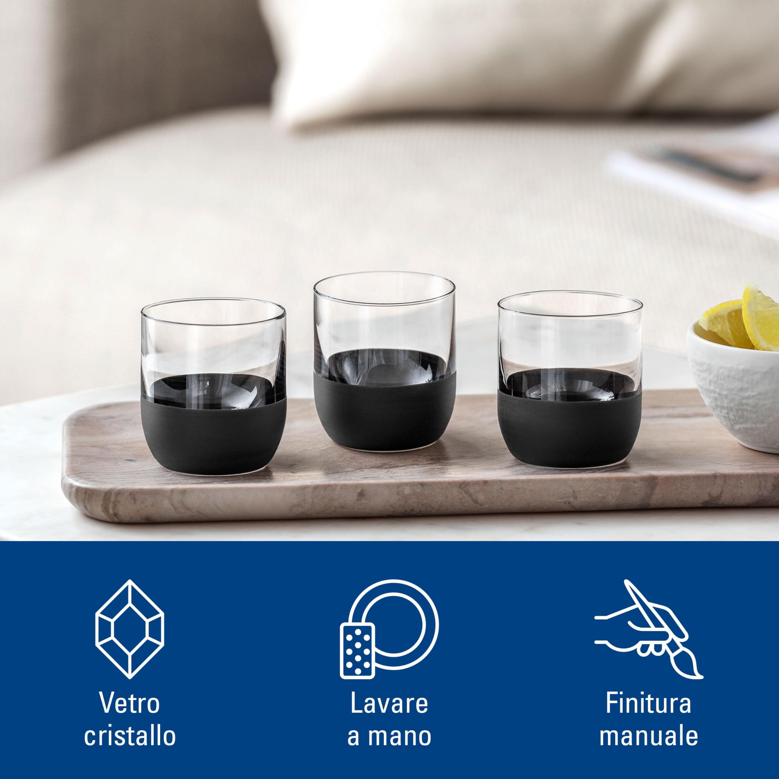 Villeroy & Boch - Manufacture Rock bicchierino da shot, bicchierino da liquore set da 4 pz., cristallo con fondo nero opaco, capacità 40 ml