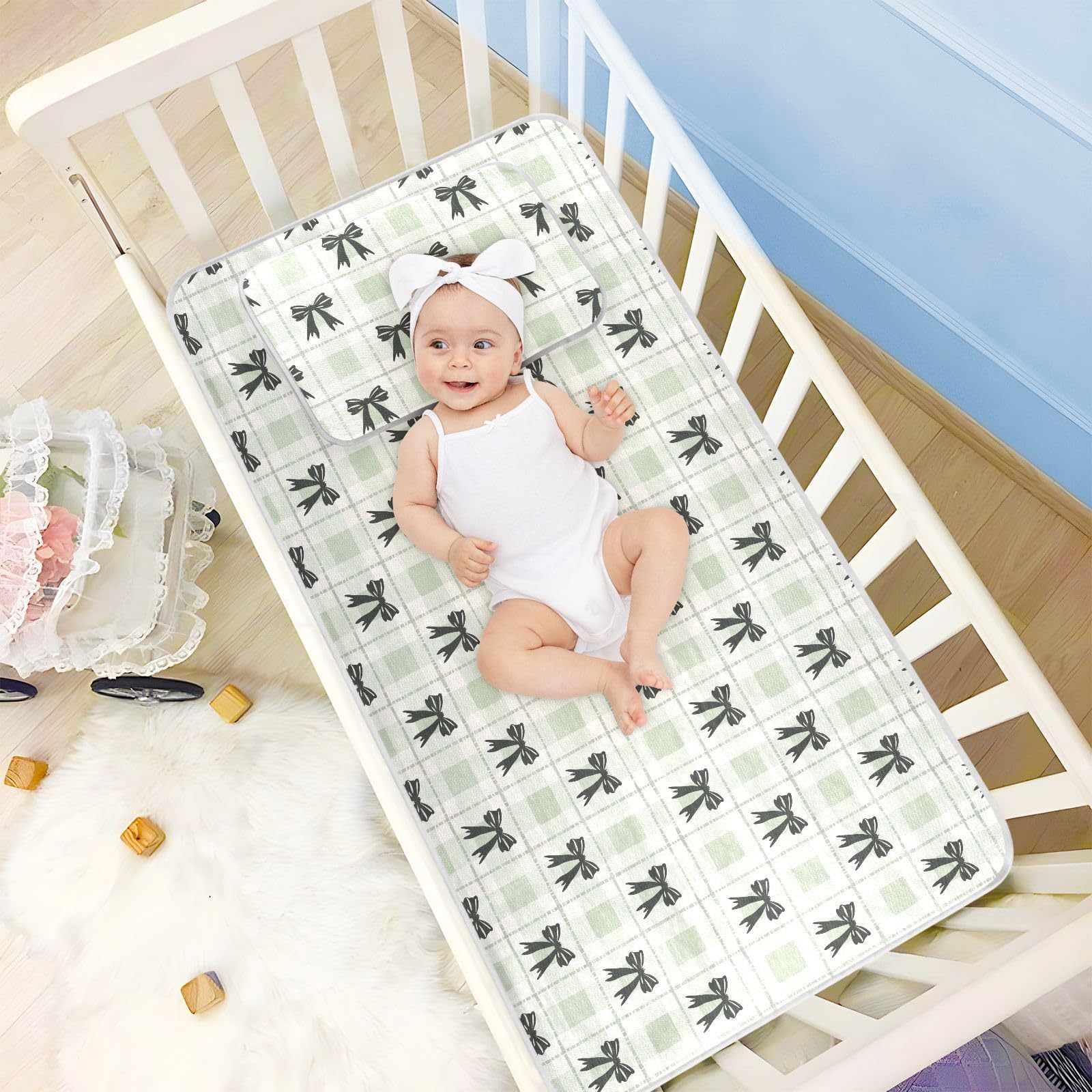 Alèse de matelas pour bébé rafraîchissante 71 cm x 132 cm Alèse respirante pour lit de bébé et de tout-petit